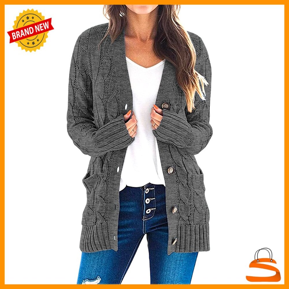 Cable Knit Open Front Cardigan Long Sleeve Loose Fit Cozy Fall Sweater